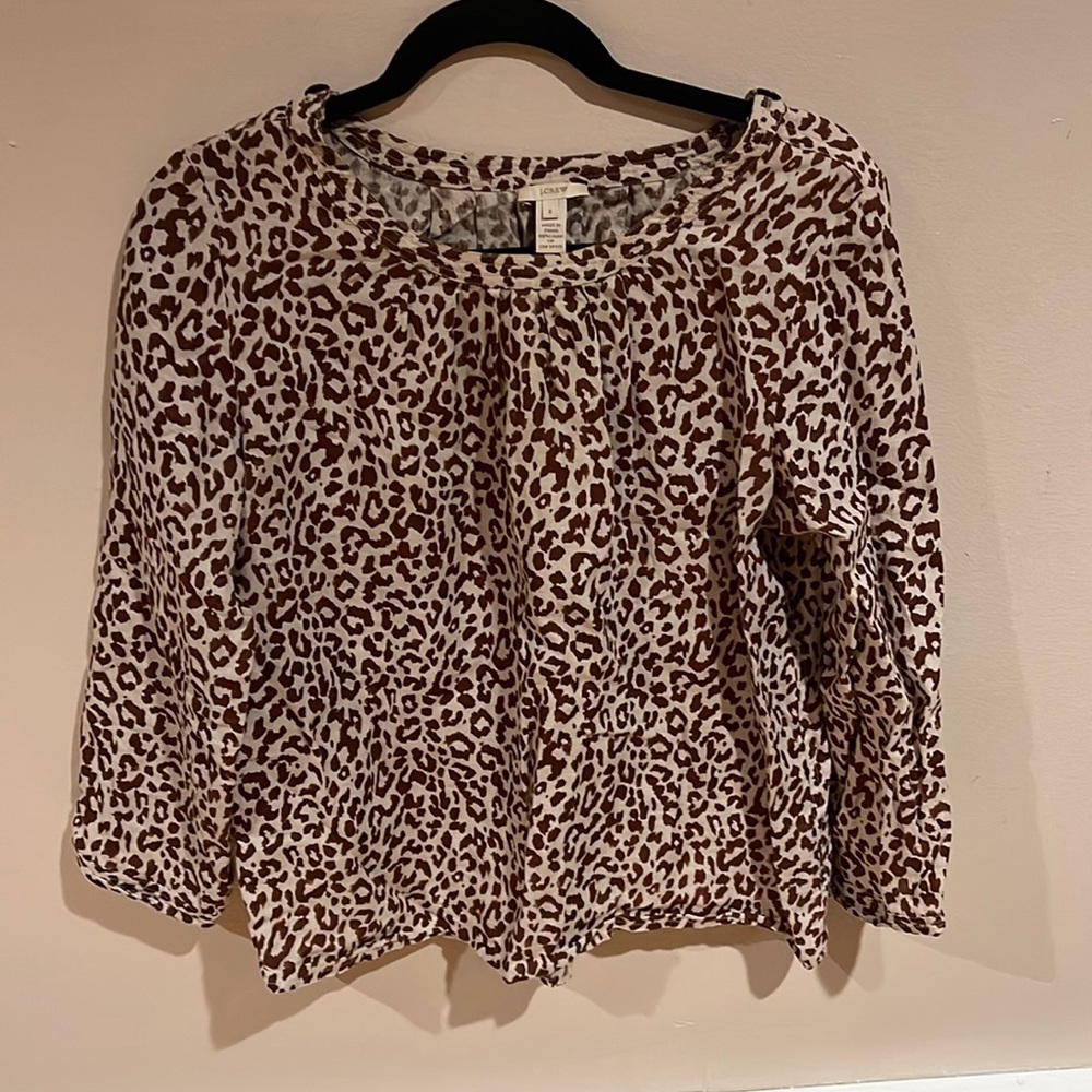jcrew leopard linen top